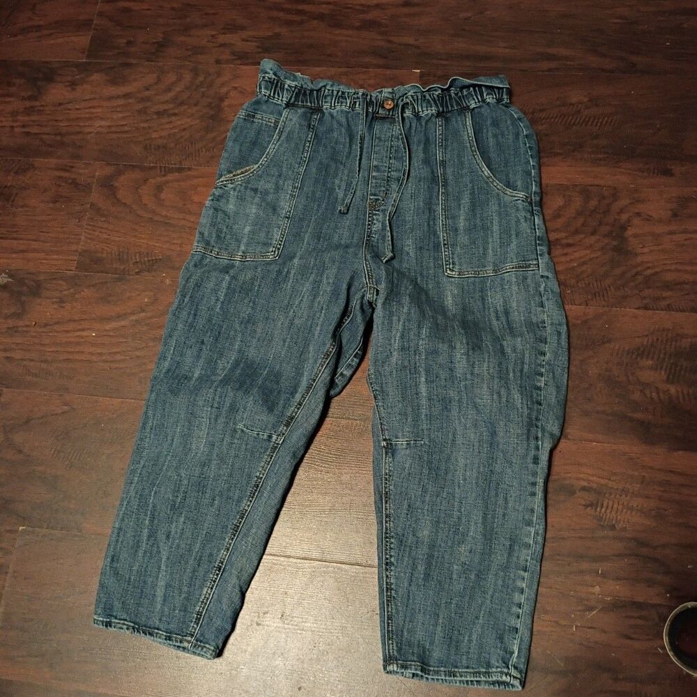 Frayed Brand Ladies Jeans size 32 super high crop utility paper bag waist band